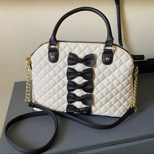 Betsey Johnson Black & White Bow Crossbody Purse